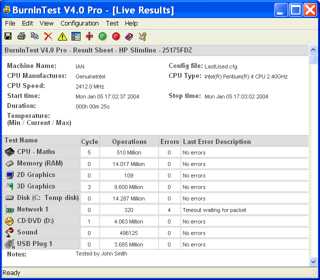 BurnInTest Screenshot